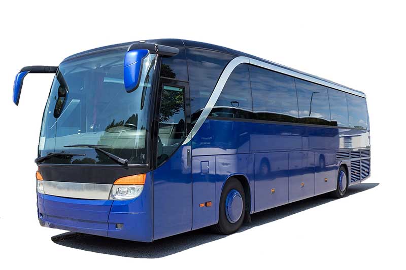 Zu sehen ist ein blauer Bus.